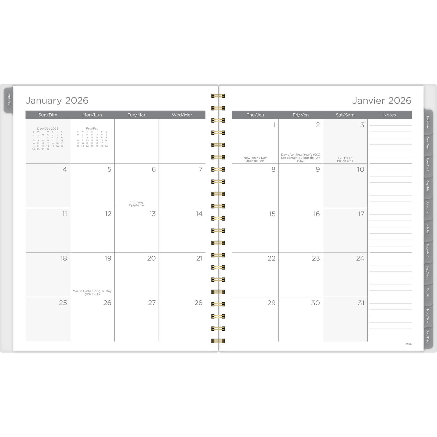 2026 Mead® Glacier Grey Large Weekly Planner