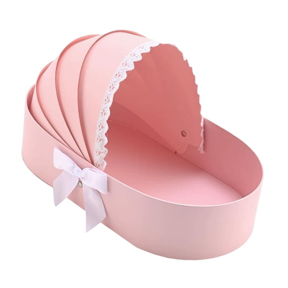 GUOOL Boîte de Baby Shower Boîte à Fleurs Boîte Cadeau d'Anniversaire Déco Maison Berceau Panier Floral Rose