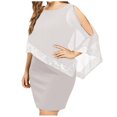 thumbnail image 1 of Women Plus Size Cold Shoulder Overlay Asymmetric Chiffon Strapless Sequins Dress, 1 of 2