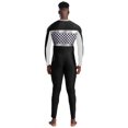 thumbnail image 2 of iiniim Men's Race Car Driver Costume Jumpsuit Checkerboard Plaid Rompers Finish Line Racer Outfits Black 3XL, 2 of 3