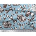 thumbnail image 3 of Soimoi Georgette Viscose Fabric Ribbons,Gift Box & Wine Bottle Party Print Fabric by Yard 42 Inch Wide, 3 of 3