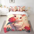 thumbnail image 2 of Ensemble Douillette Très Grand « Bed in a Bag » 7 Pièces pour Lit avec Motif de Lapin, Ensembles de Literie Roses Rouges Romantiques, Ensembles de Douillette à Fleurs, Ensemble de Draps Kawaii Animaux Sauvages avec Douillette, 2 of 6