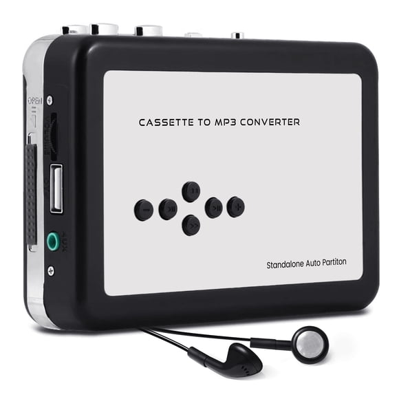 Reshow Portable Cassette Player, Best Overall Standalone USB Cassette to MP3 Converter, Audio Music Cassette Tape to Digital Converter Player (White)