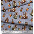 thumbnail image 2 of Soimoi Rayon Fabric Musical Instruments,Monkey & Rat Cartoon Fabric Prints by Yard 56 Inch Wide, 2 of 3