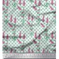 thumbnail image 1 of Soimoi Green polyester Crepe Fabric Check,Leaves & Pink Floral Print Fabric by The Yard 52 Inch Wide, 1 of 1