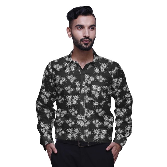 BESTMAN PrintedShirtsFor Men Long Sleeve Button DownCasual Cotton Dress Shirt
