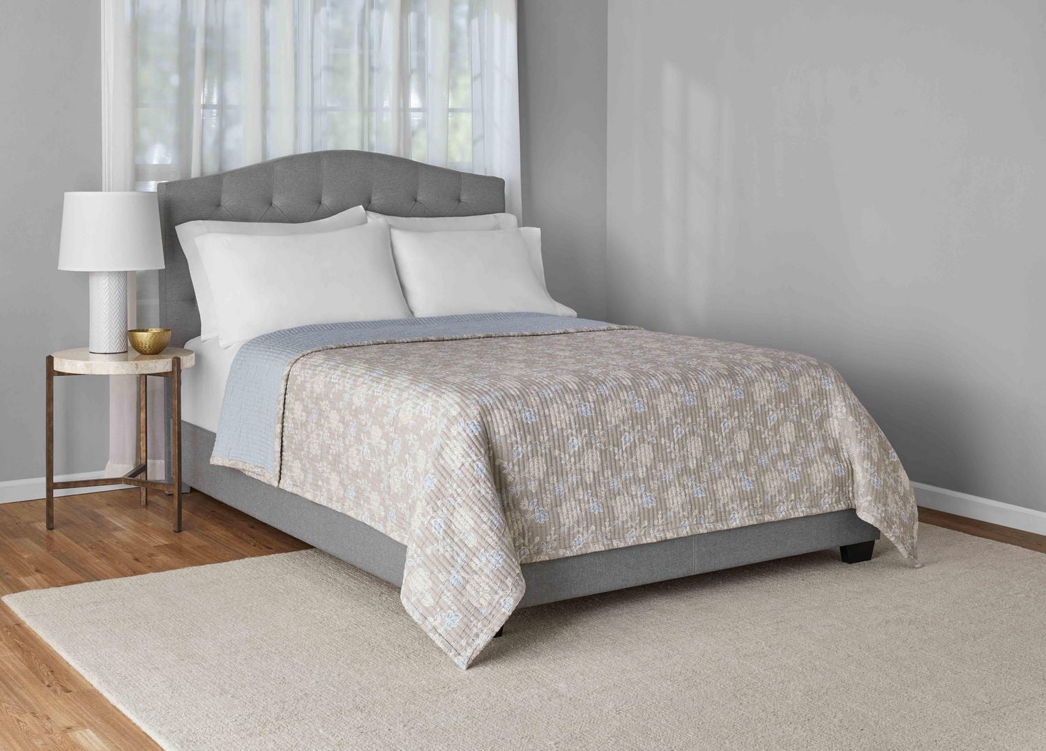 Mainstays Garment Wash Adult Matelasse Quilt, Printed, Double Queen, 1 Piece