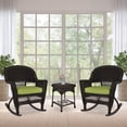 thumbnail image 3 of Jeco 3pc Wicker Rocker Chair Set in Espresso with Green Cushion, 3 of 11