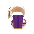 thumbnail image 2 of BLISSFUL STEP Slingback Sandals Contrast Color Chunky Heel Big Circle Buckle Sandals Purple White 8, 2 of 7