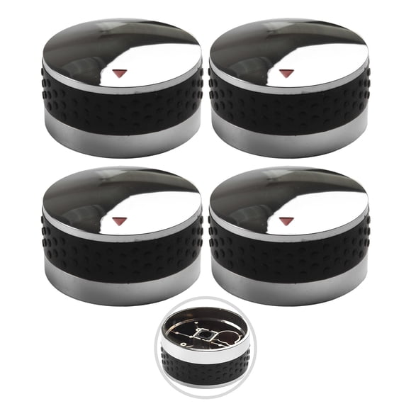 Feimier 4 pack Gas Grill Control Knobs, Universal Replacement for BBQ Grills, Ovens, Stoves 2.3\"Diameter, ABS Plastic, Chrome Finish, Non-Slip Silicone Ring