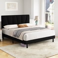 thumbnail image 2 of Queen Bed Frame, Queen Size Platform Bed With Fabric Upholstered Headboard, Black, 2 of 8