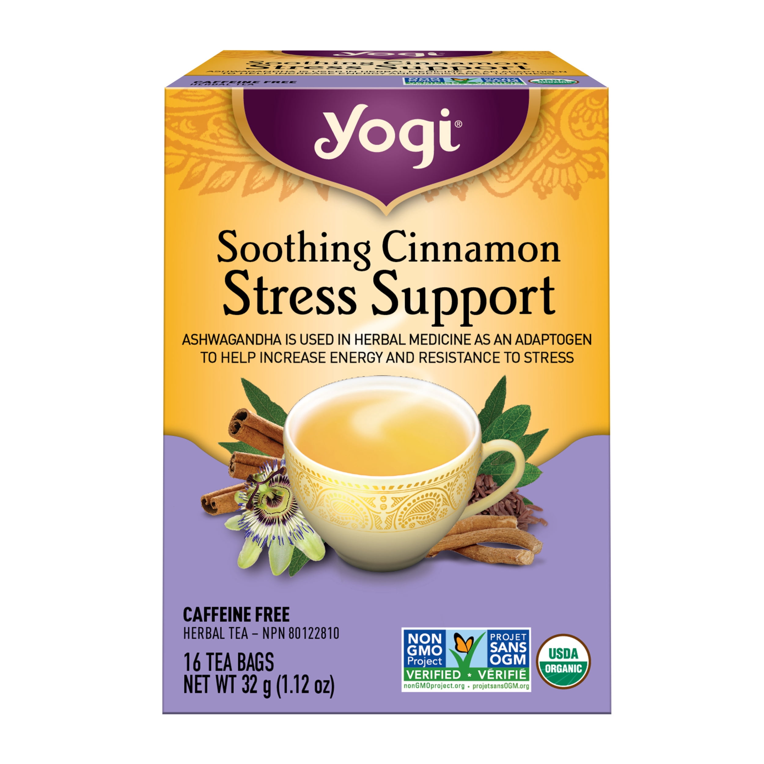 Yogi Soothing Cinnamon Stress Support, Caffeine-Free Herbal Tea Bags