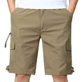 thumbnail image 1 of QATAINLAV Short Cargo pour Hommes Taille Extensible Short de Randonnée Pantalon Court Léger Multi-Poches Golf Pêche Travail Short Kaki TTTG Économies du Printemps, 1 of 7