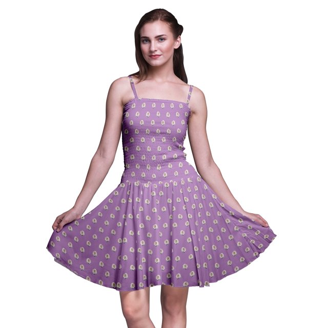Bimba Robe d'Été Sans Manches Mini Fluide à Bretelles pour Femme, Robe Soleil à Imprimé Floral - Petit