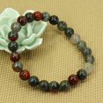 thumbnail image 3 of Bracelet Extensible Unisexe en Perles Rondes de 8 mm avec Pierre de Sang Africaine Naturelle, 3 of 5