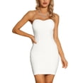 thumbnail image 4 of INSPIRE CHIC Robe Moulante Courte Sans Bretelles pour Femme, Élégante, Encolure Cœur, Coupe Ajustée, Bustier, Blanche, G, 4 of 5