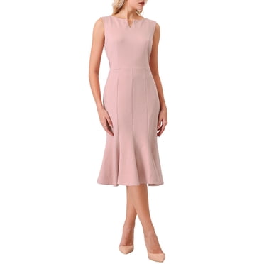INSPIRE CHIC Women's Sleeveless Dress V Neck Elegant Work Fishtail Dresses Pink M