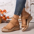 thumbnail image 4 of Dakaela Sandales pour Femmes Confortables à Plateforme Compensée Espadrilles à Bout Ouvert pour la Marche à Enfiler Chaussures Brun 7, 4 of 9