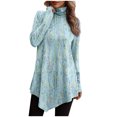 thumbnail image 1 of Birdeem T-Shirt à Manches Longues Irrégulières Col Rond Couleur Unie pour Femmes, 1 of 1