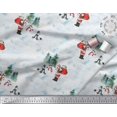 thumbnail image 2 of Soimoi Rayon Fabric Snowman,Santa & Tree Christmas Print Fabric by the Yard 42 Inch Wide, 2 of 3