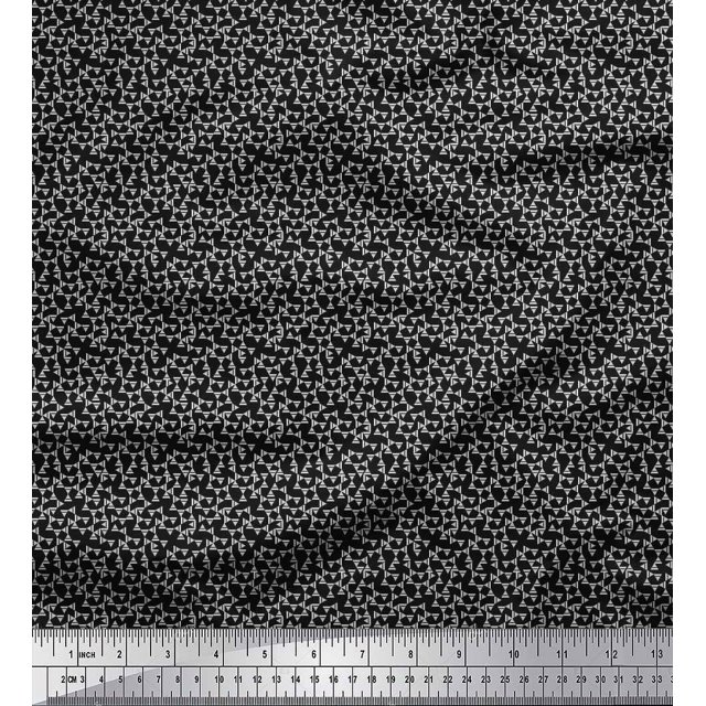 Soimoi Japan Crepe Satin Fabric Triangle Shirting Fabric Prints by Yard 42 Inch Wide