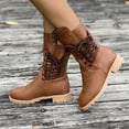 thumbnail image 4 of LOVZFMLL Bottes pour Femmes Mi-Mollet Bottes d'Hiver à Lacets Bout Rond Sangles Ajustables Talon Bas Épais Décontractées Mode Automne Chaussures, 4 of 7