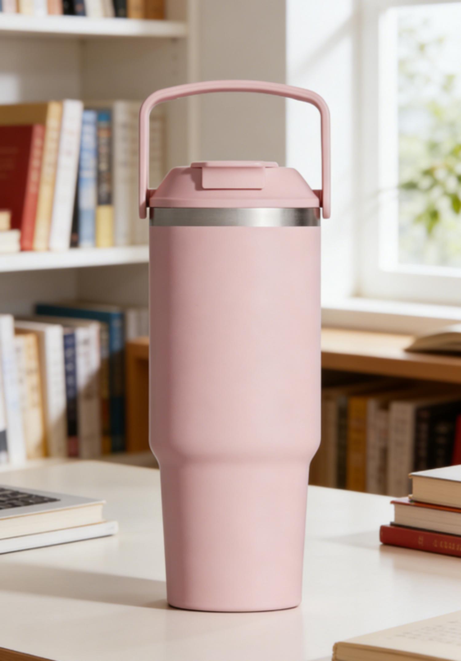 Gourde en acier inoxydable Mainstays 30 oz, Rose, Intérieur SS304 & Extérieur SS201, Silicone PP