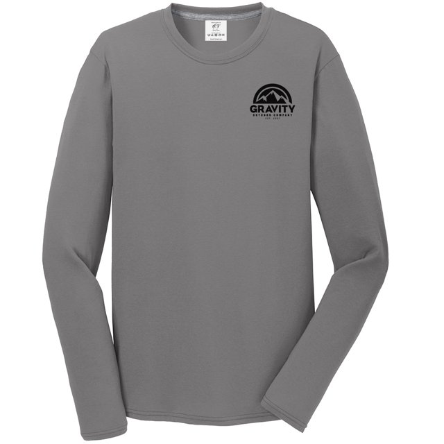 Gravity Outdoor Co. Performance Long Sleeve Shirt - Medium Grey - Black Logo - 2XL