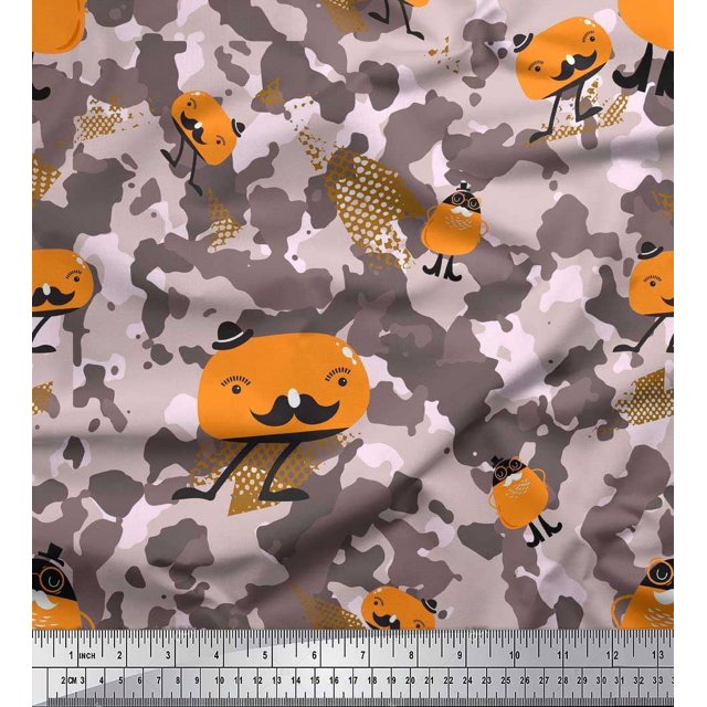 Soimoi Georgette Viscose Fabric Cartoon & Camouflage Decor Fabric Printed Yard 42 Inch Wide