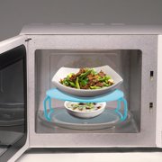 Cergrey Multifunctional Plastic Microwave Oven Heating Layered Steaming Rack Cooking Tray Rack, Multifunctional Plastic Tray Rack, Plastic Tray Rack