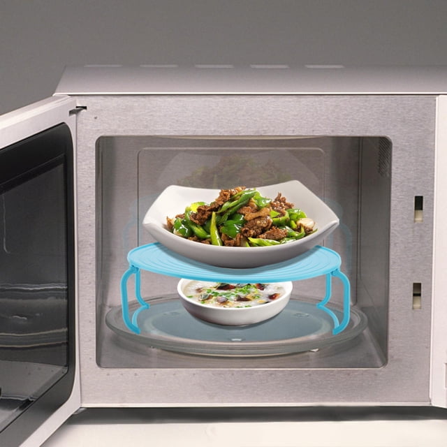 Cergrey Multifunctional Plastic Microwave Oven Heating Layered Steaming Rack Cooking Tray Rack, Multifunctional Plastic Tray Rack, Plastic Tray Rack