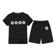 thumbnail image 4 of GDREDA Ensemble Mini Pantalon T-Shirt Imprimé Col Rond Manches Courtes pour Garçons et Filles Noir, 6-7 Ans, 4 of 4