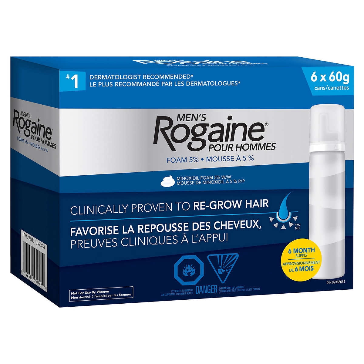 New! Men's ROGAINE 5% Minoxidil Foam Hair Loss & Thinning Treatment, Six Month Supply 6 x 60g