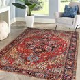 thumbnail image 2 of JML Area Rug 4'x6' Retro Accent Non-Slip Indoor Carpet Yellow & Red Floral Foldable Rugs for Living Room Bedroom Office Home Decor, 2 of 5