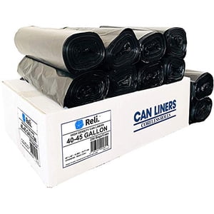 Reli. SuperValue 40-45 Gallon Trash Bags (250 Count Bulk), Made in USA | Black Large Garbage Bags - 40 Gallon - 42 Gallon - 44 Gallon - 45 Gallon Large Trash Bag Can Liners 40-45 G