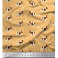 thumbnail image 1 of Soimoi Orange Moss Georgette Fabric Bird,Paw & Cocker Spaniel Dog Print Sewing Fabric Yard 42 Inch Wide, 1 of 3