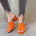 thumbnail image 4 of WLOELOEW Women'S Square Toe Sandals In Orange Block Heel Casual Mesh Upper Foot Length 9.65 Inches Us Size 7, 4 of 8