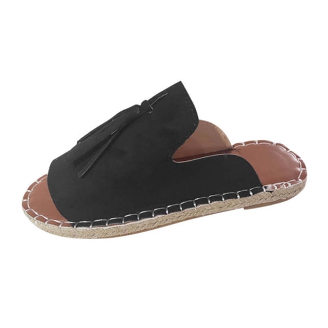 RKSTN Pantoufles pour Femmes Mode Décontractée Plates à Franges Chaussures Pantoufles Sandales à Bout Ouvert,Pantoufles pour Femmes Intérieur Extérieur