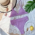 thumbnail image 4 of Qertyioot Women's Swimsuit Set Sexy With Chest Pad Without Underwire Solid Split, 4 of 6