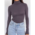 thumbnail image 4 of Women'S Long Sleeve Shirts Fall Fashion Basic Thermal Underwear Tops Winter Clothes Dark Purple S, 4 of 9