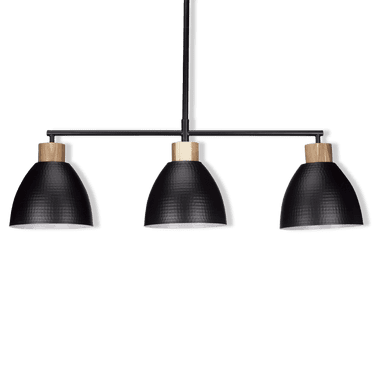 Bouclair Black 3-Bulb Metal and Wood Ceiling Lamp