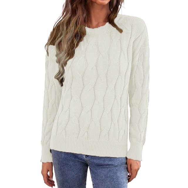 Cathalem WoWomen Sweaters Clearance Casual Long Sleeve Soft Ribbed Knit Split Fall Pullover Jumper Tops,Beige S