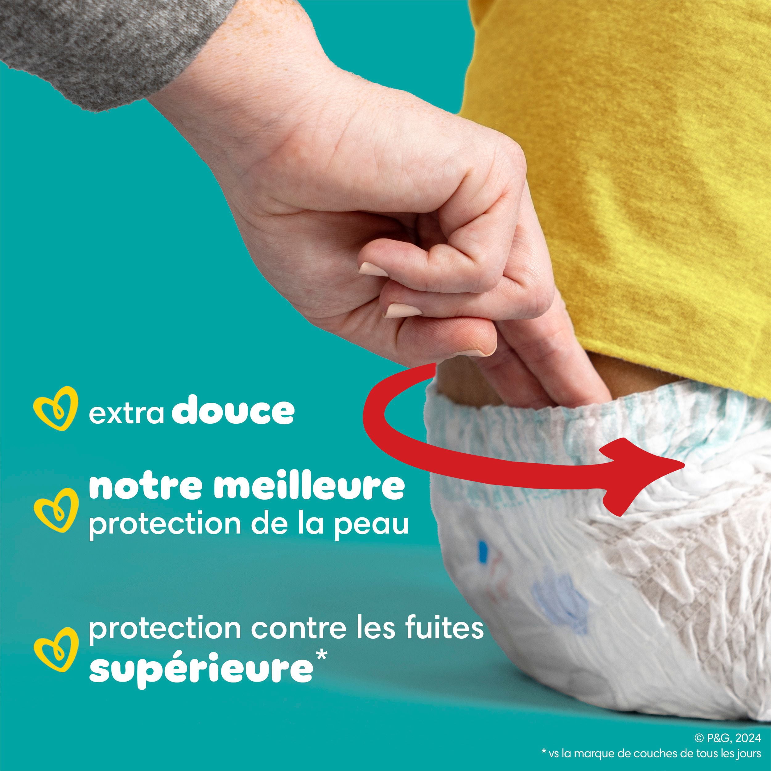 Pampers Couches - Swaddlers 360° - Taille 6, jusqu'à 100 % Anti-Fuites, Ajustement Confortable et au Sec, Attaches EZ Off Conçues pour des Changements Faciles, Couche à Enfiler