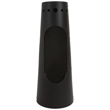 Sunnydaze Foyer Extérieur pour Cour Arrière et Patio en Acier Santa Fe à Bois Chiminea avec Grille en Bois - 50 Pouces - Noir