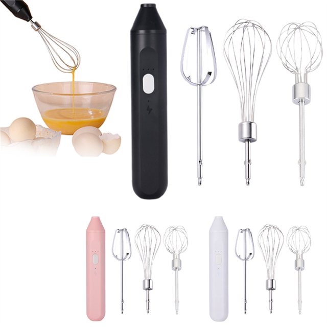 Clearance! Mini Hand Mixer Handheld Kitchen Mixer Egg Beater Usb Rechargeable Hand Mixer For Baking Cake Egg White Yeast Dough Include 3 Stainless Whisk