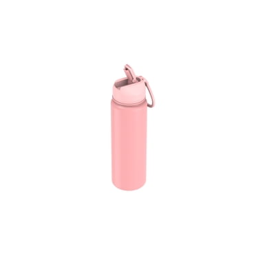 Mainstays 24 fl oz Pink Double Wall Vacuum Insulated Stainless Steel Sport Water Bottle, Leakproof Lid, for Gym Travel & Daily Use