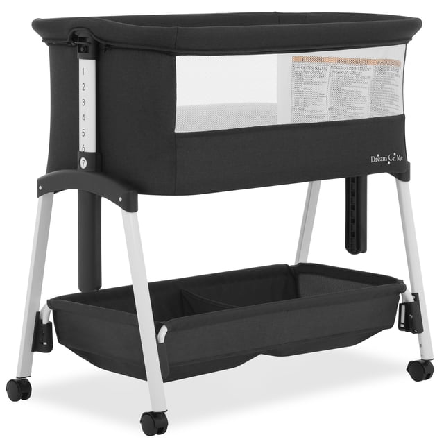 Dream On Me Calypso Portable Bassinet With Wheels, Black