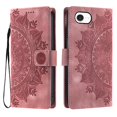 thumbnail image 2 of Étui à Rabat pour iPhone 16e, Portefeuille en Cuir PU Premium avec Fleurs en Relief Totem, Couverture Folio avec Porte-Cartes et Support Compatible avec iPhone 16e - Rose, 2 of 13