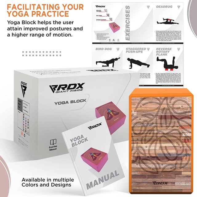 RDX Yoga Block Set, Non-Slip High-Density Eva Foam Brick for Pilates Flexibility Body Balance, Easy Grip Surface for Stability Strength Training Deepen Poses Exercise Office Home Gym, 23x15x9.8CM