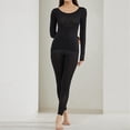 thumbnail image 2 of Ensemble Haut et Bas de sous-Vêtements Thermiques Longs et Fins à Col Ras du Cou pour Femmes, 2 of 5